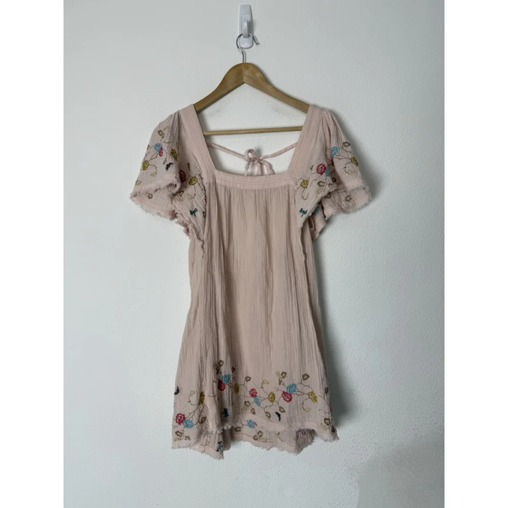 Anthropologie Raquel Embroidery Gauze Tunic Mini Dress Small Boho Festival Hi Lo - Picture 3 of 9